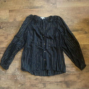 Women's ANNA CATE Black Gold Striped Blouse Size S